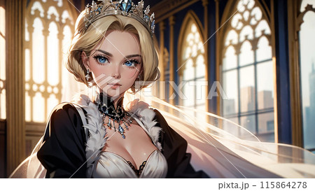 白いドレスを着た若い女性 115864278