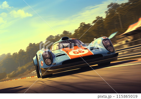 Racing car on the lap. Abstract racing auto on high speed. Generated AI. 115865019
