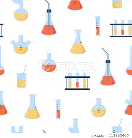 Chemical laboratory flasks seamless pattern Chemical laboratory flasks seamless pattern 115865460