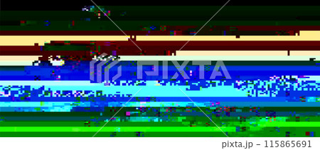 Trendy glitch pattern on dark background. Abstract geometric elements 115865691