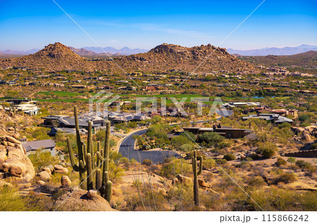 Scottsdale viewed from Pinnacle Peak trail in Arizona Scottsdale viewed from Pinnacle Peak trail in Arizona 115866242