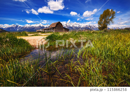 Historic John Moulton Barn at Mormon Row in Grand Teton National Park 115866258