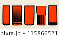Tall glasses cocktail glass set. Vector illustration with texture. Silhouette 115866521