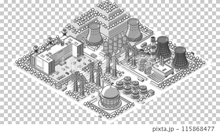 俯瞰から見た立体の発電所ベクターイラスト 115868477