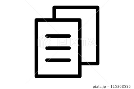 二枚の用紙の黒の線画アイコン 二枚の用紙の黒の線画アイコン 115868556