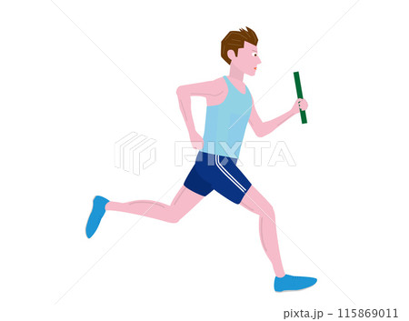 バトンリレーで走っている男性ランナーのイラストです。 115869011
