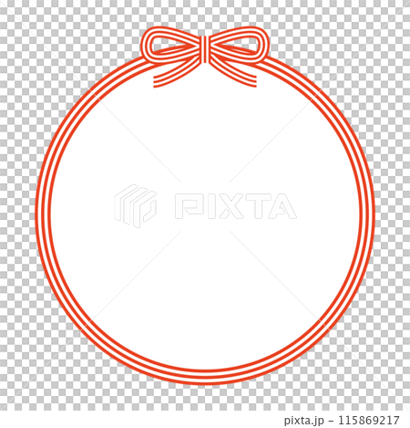 Simple red and white ribbon frame made of Mizuhiki Simple red and white ribbon frame made of Mizuhiki 115869217