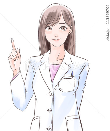 説明する女医のバストアップ 115869706