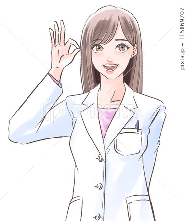 説明する女医のバストアップ 115869707