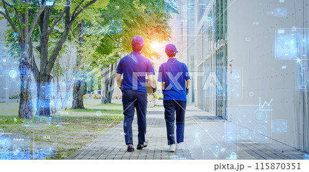 都市で働く人々とデジタルテクノロジー 115870351