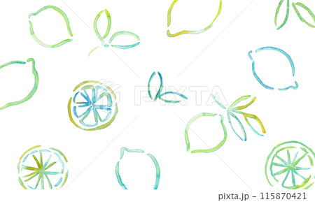 水彩画。水彩タッチのレモンイラスト。レモンのベクター線画。水彩タッチの夏レモンフレーム。 115870421