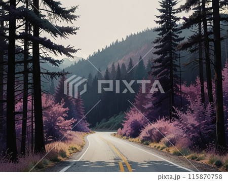 森の中を道路 115870758