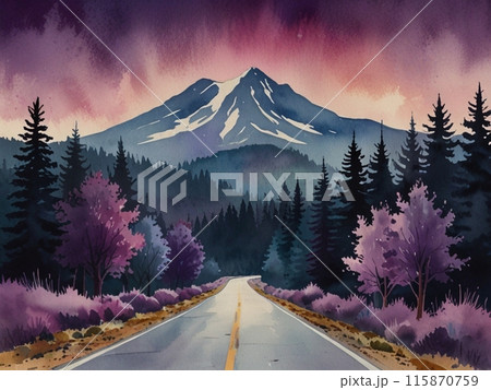 森の中を道路 115870759