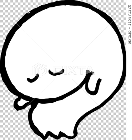 落ち込んでいるシンプルなオバケのイラスト 115871220