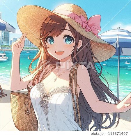 海辺でバカンスを楽しむ女の子 115871497