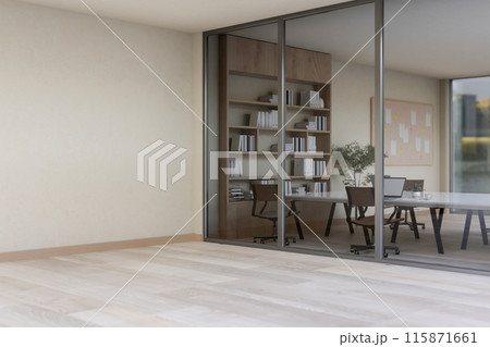 The interior design of a modern office corridor in front of the meeting room. 115871661
