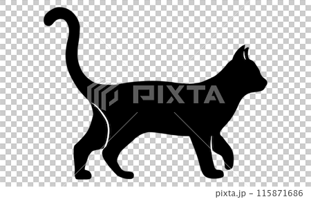 Walking cat silhouette 115871686