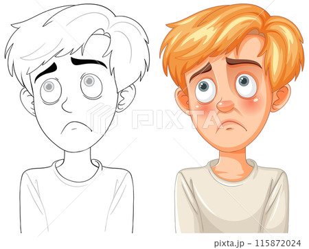 Sad Boy with Worried Expression Sad Boy with Worried Expression 115872024