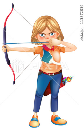 Focused Archer Girl Illustration Focused Archer Girl Illustration 115872056