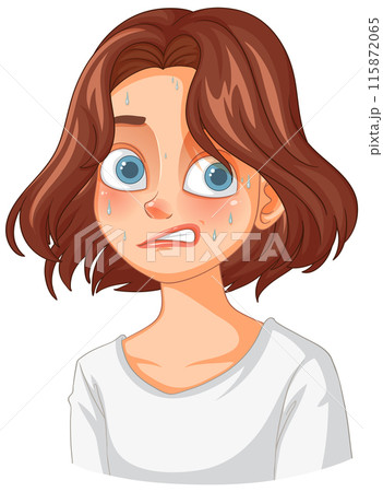 Worried Girl with Sweaty Face 115872065