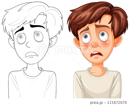 Worried Boy Expression Illustration Worried Boy Expression Illustration 115872078