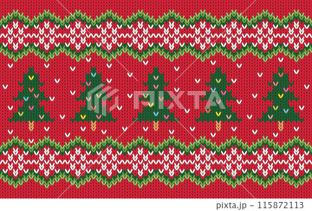 Knitted pattern seamless fabric Christmas winter. traditional knitted pattern vector winter style. Designed for background ,wallpaper ,carpet ,clothing ,knitted pattern ,fabric ,embroidery ,textile 115872113