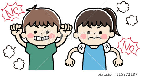 怒る表情をした子供のアイコンイラスト 115872187