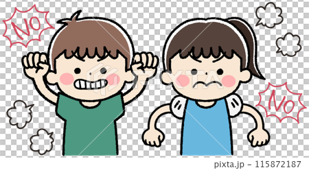 怒る表情をした子供のアイコンイラスト 115872187