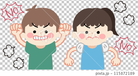 怒る表情をした子供のアイコンイラスト 115872189