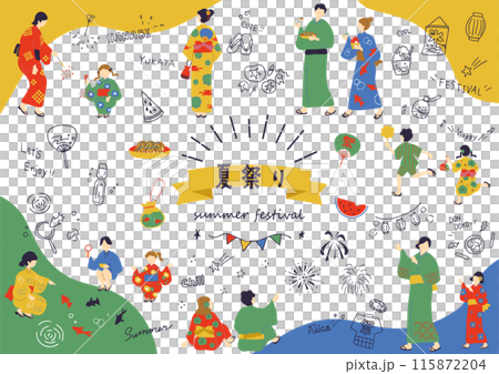 夏祭りを楽しむ人達 115872204