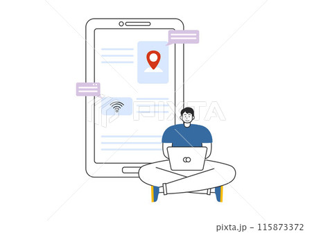Intranet Internet Network Connection Technology Vector Illustration to Share Confidential Company Information and Website in Flat Cartoon Background Intranet Internet Network Connection Technology Vector Illustration to Share Confidential Company Information and Website in Flat Cartoon Background 115873372