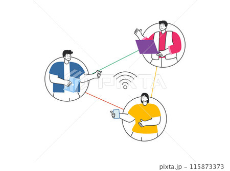 Intranet Internet Network Connection Technology Vector Illustration to Share Confidential Company Information and Website in Flat Cartoon Background Intranet Internet Network Connection Technology Vector Illustration to Share Confidential Company Information and Website in Flat Cartoon Background 115873373