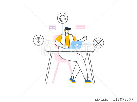 Intranet Internet Network Connection Technology Vector Illustration to Share Confidential Company Information and Website in Flat Cartoon Background 115873377