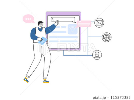Intranet Internet Network Connection Technology Vector Illustration to Share Confidential Company Information and Website in Flat Cartoon Background 115873385