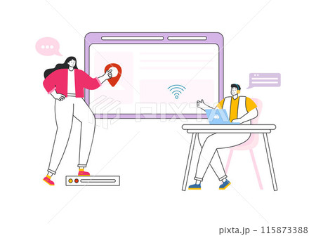 Intranet Internet Network Connection Technology Vector Illustration to Share Confidential Company Information and Website in Flat Cartoon Background 115873388