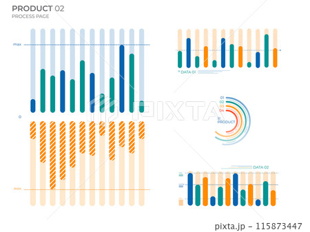 Project business analysis charts in color. Vector illustration. 115873447