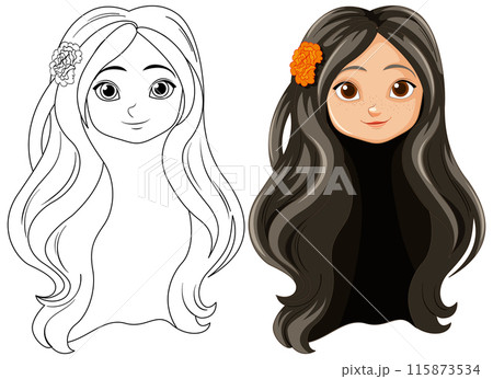 Hippie Girl Character Illustration Hippie Girl Character Illustration 115873534