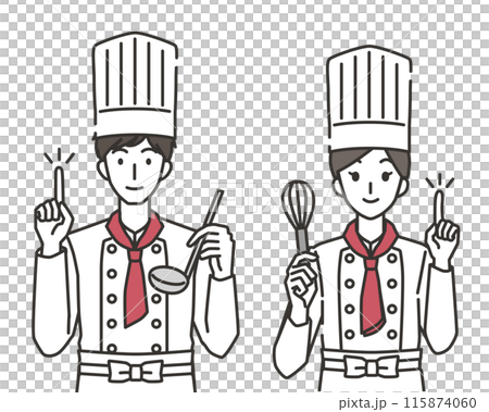 廚師男女在指點姿勢 115874060