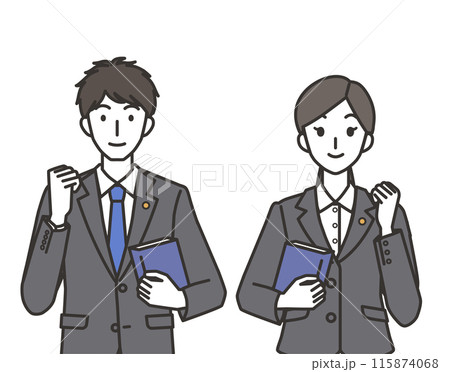 ガッツポーズの弁護士の男性と女性 ガッツポーズの弁護士の男性と女性 115874068