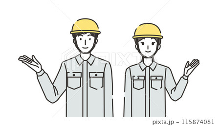 紹介する建設業の男性と女性 115874081