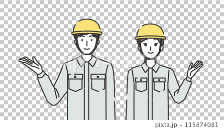 紹介する建設業の男性と女性 115874081