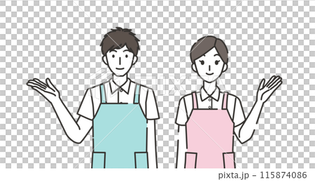紹介する介護士の男性と女性 115874086