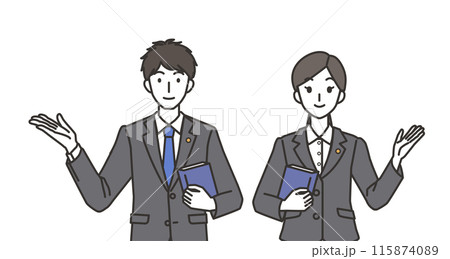 紹介する弁護士の男性と女性 115874089