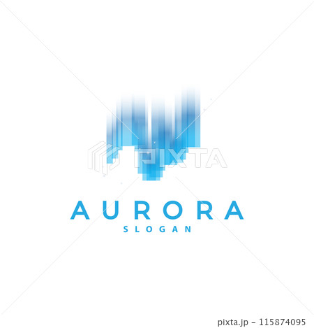 Aurora Light Wave Sky View Logo, Simple Abstract Templet Illustration Design 115874095