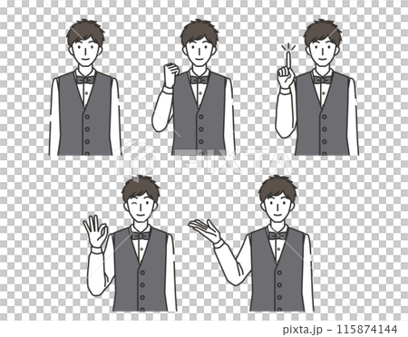 ウェイターの男性のイラストセット 115874144