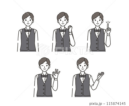ウェイトレスの女性のイラストセット 115874145