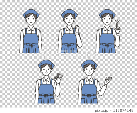 女性の店員のイラストセット 女性の店員のイラストセット 115874149