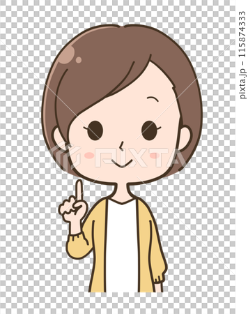 Illustration of an upper body of a woman pointing Illustration of an upper body of a woman pointing 115874333