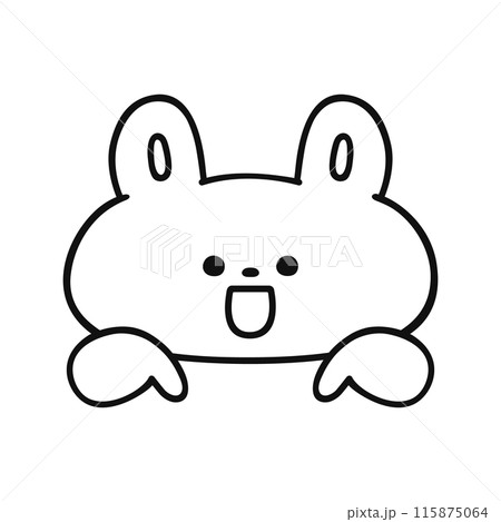 ここがポイント！／ウサギ・指差し・線画 115875064