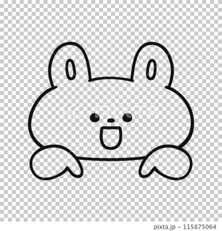 ここがポイント！／ウサギ・指差し・線画 115875064